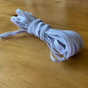 1/4" White Elastic Band (6MM) | DIY Masks | Elastic String for Sewing Masks - Picture 1 of 5