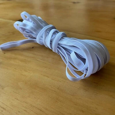 Banda elástica blanca de 1/4" (6 mm) | Máscaras hágalo usted mismo | Cuerda elástica para máscaras de coser Foto 1 de 4