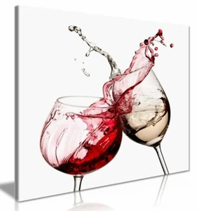 Wine Glasses Kitchen Wall Canvas Wall Art Picture Print - Afbeelding 1 van 5