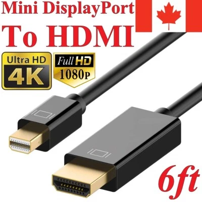 Mini Display Port to HDMI Cable Adapter 4K 1080p For Windows MacBook Pro Air Mac - Image 1 of 2