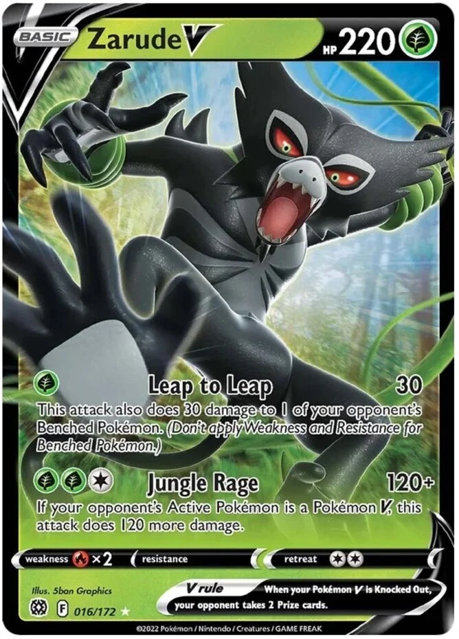 LP Pokemon Zarude V - 016/172 - Ultra Rare Lightly Played Brilliant Stars - Image 1 of 1
