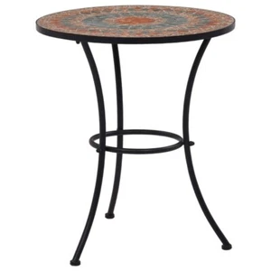 Mosaic Bistro Table Orange/Grey 60cm Ceramic - Picture 1 of 8