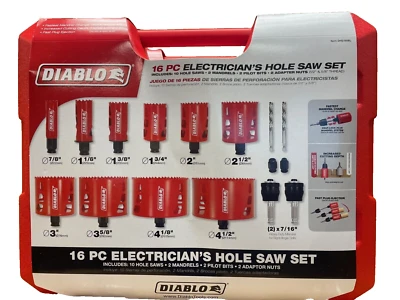 Diablo DHS16SEL 16 Piece Electrician's Bi‑Metal Hole Saw Set-NEW - Image 1 of 4