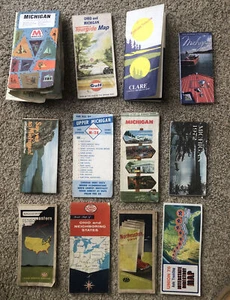 12- Vintage MICHIGAN Road Maps 1940s 1950s 1960s 1970s 1980s & 2008 Gas Station - Picture 1 of 4