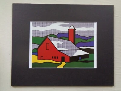 Roy Lichtenstein Pop Art Impressão Desenho Animado Celeiro Vermelho Paisagem Tijolo Amarelo Estrada Silo - Imagem 1 de 2