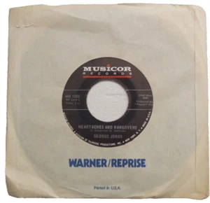 George Jones, Heartaches And Hangovers / When The Grass Grows Over Me, 45 Rpm 7" - Picture 1 of 7