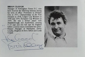 Brian Clough Signed Nottingham Forest photo in menu with bioraphy Autograph COA - Picture 1 of 4
