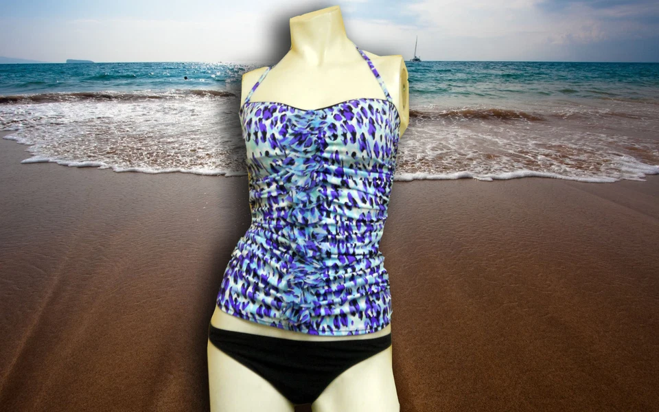 NUEVO CON ETIQUETAS GOTTEX Pepita Azul ANIMAL PRINT BANDEAU TRAJE DE BAÑO TRAJE DE BAÑO TALLA 6 Foto 1 de 4