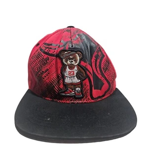 Chicago Bulls Red Black Snapback 23 Micheal Jordan Embroidered Bear Basketball - Picture 1 of 15