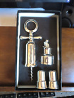 EUC Silver Plate Wine Bottle Corkscrew with Silver Plate Decaner (w stopper) +