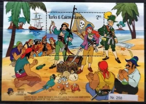 DD258 Isole Turks&Caicos MNH Disney Cartoni Animati Pirati dei Caraibi Personaggi - Foto 1 di 6