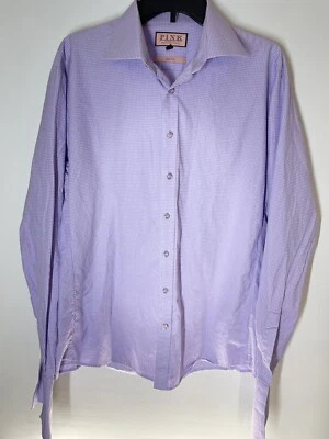 Thomas Pink Dress Shirt Mens 17 Purple Slim Fit Business Casual Cotton 43cm - Image 1 of 4
