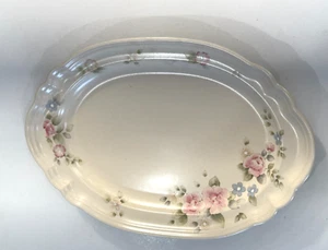 Pfaltzgraff Tea Rose Floral Oval Chop Plate Serving Platter 13" Vintage - Picture 1 of 7