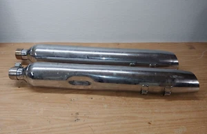 09-16 Harley Davidson Street Glide Touring Chrome Exhaust Muffler & Clamp - Pair - Bild 1 von 11