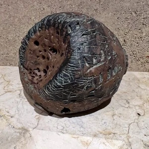 1970s Sculptural Sphere Abstract Brown Object Studio Pottery - Foto 1 di 10