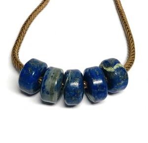 5 Pcs. Natural Lapis Lazuli Gemstone 5mm Big Hole Beads Fit In All Bracelets - Picture 1 of 3