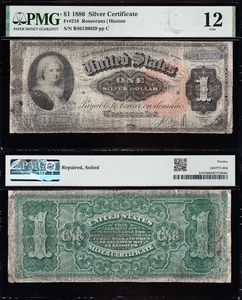 *SCARCE* Fine graded 1886 $1 Ornate "MARTHA" Silver Cert.! PMG 12! 30039 - Picture 1 of 3