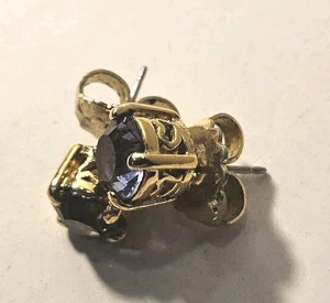 Vermeil Lab Created Tanzanite Stud Errings Lavender Women's Nice Size - Picture 1 of 6
