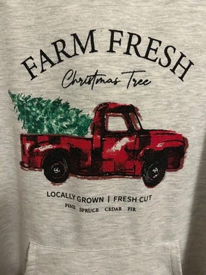 Sudadera con Capucha de Navidad Gris Maurices con Camión Rojo, "Granja Árboles de Navidad Frescos", L Foto 1 de 4