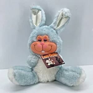 VTG. RUSS BERRIE PLUSH MAXWELL BUNNY, VINYL FACE, FRECKLES, BLUE, WHITE, TAIWAN - Picture 1 of 7