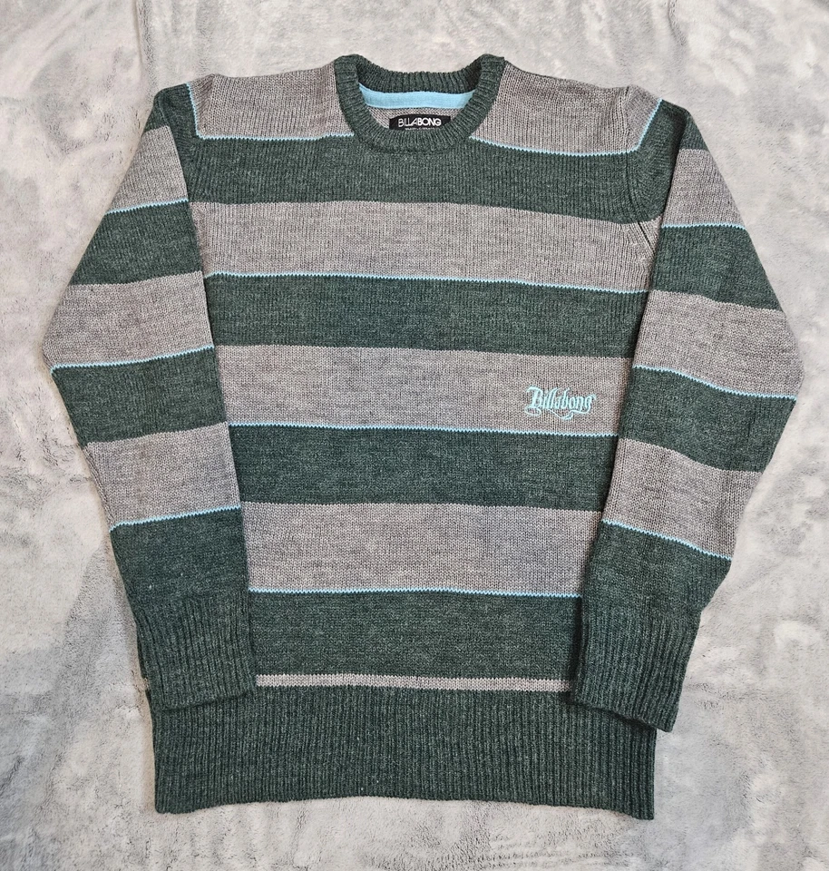 Billabong Men's Wool Blend Sweater Size Medium Green/Gray - Image 1 of 4