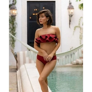 Antonio Melani x Style Bungalow Bikini Top Red Ruffled Convertible Straps XL NWT - Picture 1 of 13