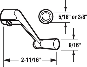 Prime-Line 17240-2-W White Zinc Operator Crank Handle 3/8 Dia. in. for Universal - Picture 1 of 1