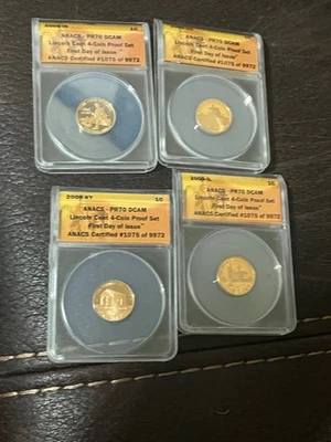 2009 ANACS PR 70DCAM Lincoln Cent 4 Coin Proof Set First Day of Issue - Image 1 of 4