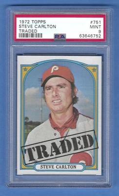 1972 年 Topps Steve Calton 交易 #751 PSA 9 完好名人堂 * 完美中心 * — 第 1/2 张图片