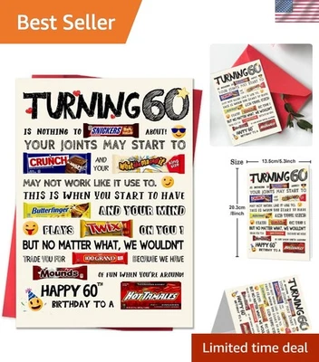 Linda y divertida tarjeta de cumpleaños 60 - espacio de personalización interior para seres queridos Foto 1 de 4