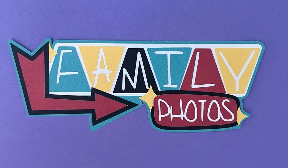 Fotos familiares título troquelado familiar. Multicapa. Hecho a mano. Foto 1 de 1