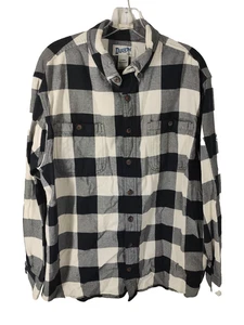 Camicia uomo Duluth GRANDE ALTA vestibilità rilassata nero/bianco flanella con bottoni - Foto 1 di 8