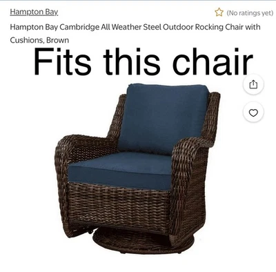 Hampton Bay Navy Blue Cushion Cover Set Fits Cambridge Swivel Rocker. New - Image 1 of 3