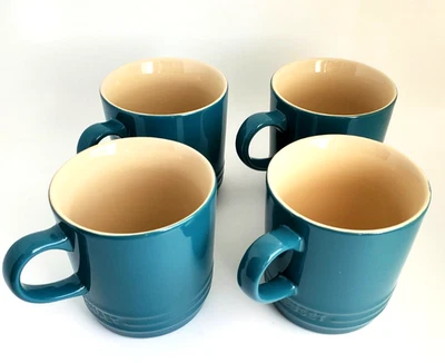Taza de té Le Creuset Second Chiox Dark Caribbean Teal Cappucino 200 ml juego de 4 NUEVO Foto 1 de 4