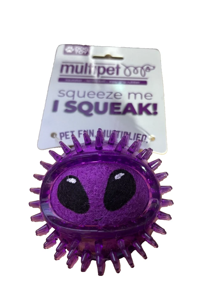 Multipet Alien Squeaky Tennis Ball With Rubber Spiky Dental Cover Dog Toy 3.25" - Image 1 of 1