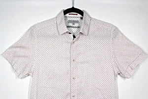 TED BAKER White Patterned Slim-Fit Short Sleeve Shirt 100% Cotton Size Small - Picture 1 of 13