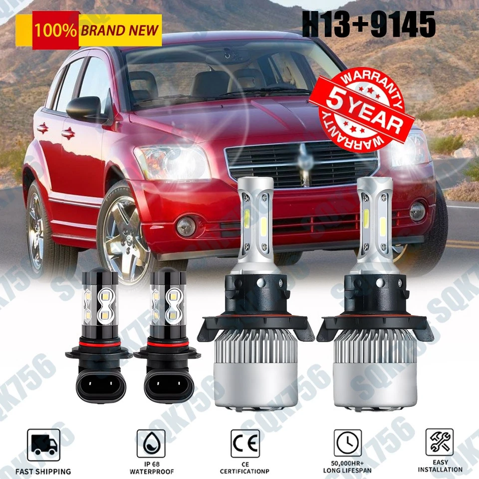 Para Dodge Caliber 2007-2012 - 4x 6000K Faro LED Delantero + Kit de Bombillas Antiniebla Foto 1 de 4