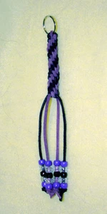 Llavero de cuero tejido de 8" en púrpura y negro anillo dividido de metal de 1" tejido a mano #51 - Imagen 1 de 1