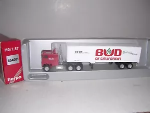 Herpa #854001 Freightliner 10 Whl. Fahrerhaus mit 40' "Bud of California" Anhänger 1:87 - Bild 1 von 1