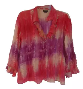 Vintage Piano Womens Long Sleeves Blouse Size L Multicolor - Picture 1 of 6