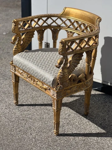 Italian Style Neoclassical Gold leaf antique look Unique Armchair Rare Cover