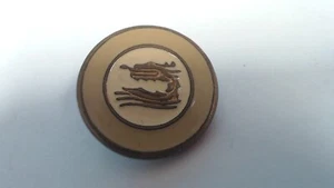 Vintage Mustard Metal Enamel Nobility Dragon Picture Button 7/8" metal shank - Picture 1 of 2