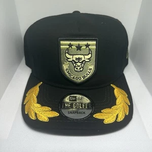 New Era The Golfer Chicago Bulls Military Patch Black/Gold Snap Back Hat - Picture 1 of 5