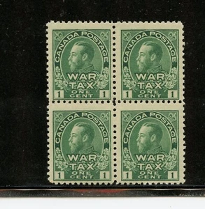 Canada #MR1 (C486) Block of 4, War Tax 1¢ green, MNH, FVF, CV$260.00 - Picture 1 of 2