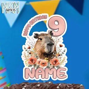 Capybara Theme Birthday Cake Topper Happy Birthday personalised - Picture 1 of 6