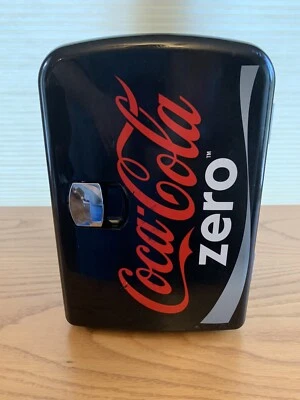 Black Red Coke Zero Coca Cola Mini Fridge Compact Personal Refrigerator Retro - Image 1 of 4