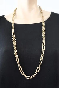 Vintage LEE ANGEL Gold Tone Mixed Link Necklace 36" - Picture 1 of 6