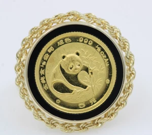 1988 1/20 oz .999 Gold Chinese Panda Coin in 14k Gold Ring Size 6.5 -6.3gr - Picture 1 of 12