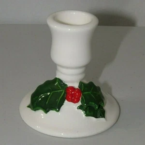RETRO LILLIAN VERNON FESTLICHE WEISSE WEIHNACHTEN STECHPALME STEINGUT KERZENHALTER - Bild 1 von 10