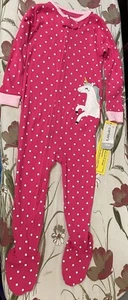 Brand New Carter's Baby Girl 24 Months Pajama Footed Zip 100% Cotton Pink - Picture 1 of 1